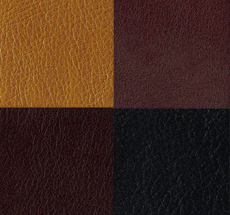 4 square pieces of leather with different colors