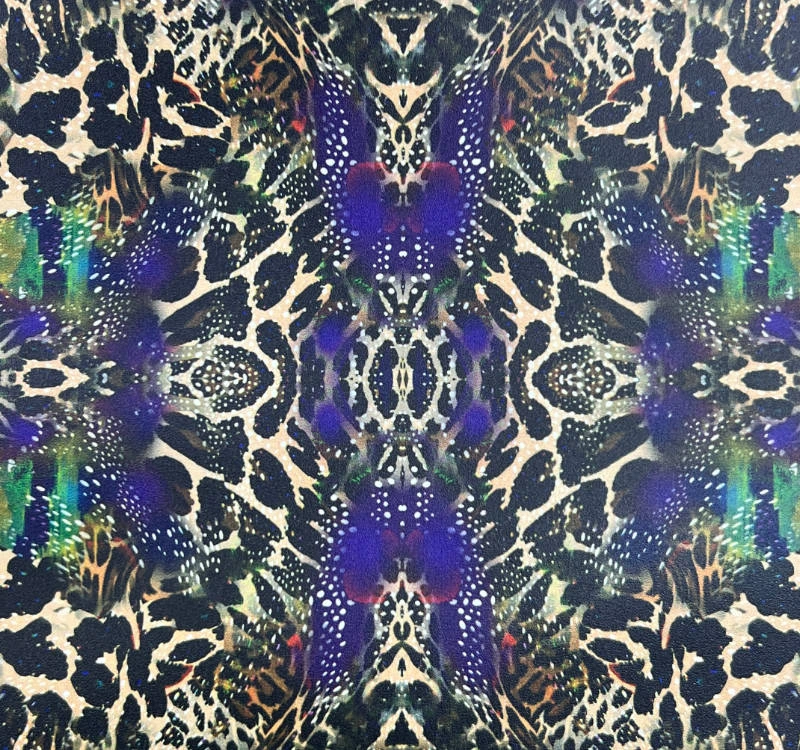 Piece of leather with UV print of a pattern