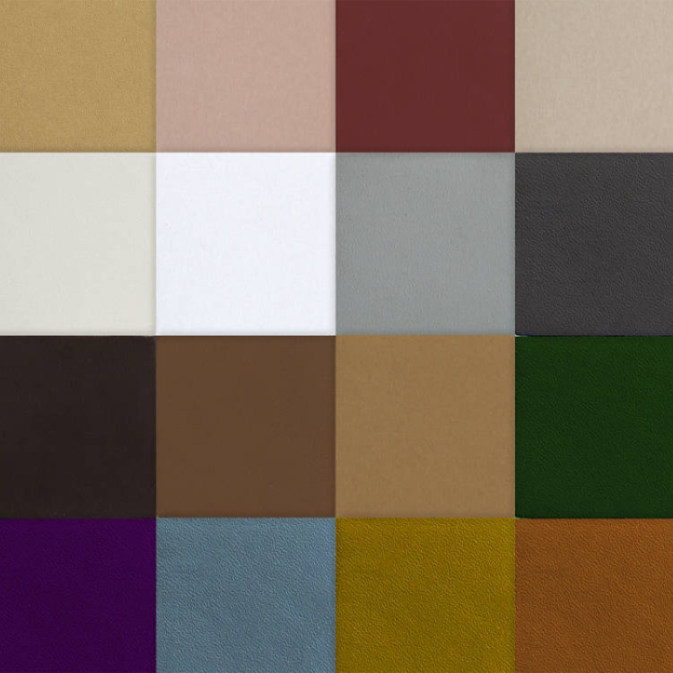 16 square pieces of leather with different colors